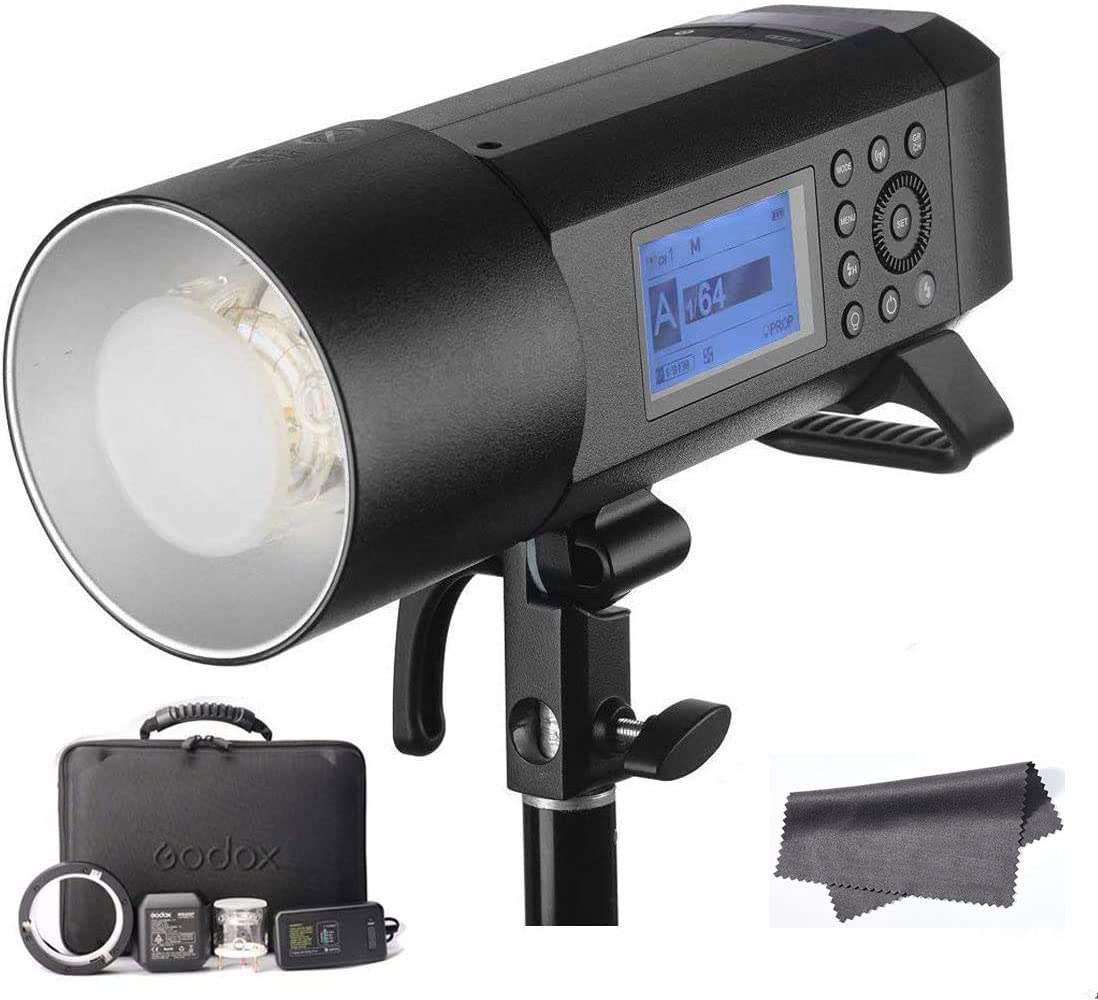 Photo 1 of Godox AD400Pro All-in-One Outdoor Flash Strobe Light, 400W 2.4G TTL 0.01-1s Recycle Time, 1/8000s HSS Studio Portable Speedlite with Battery for Canon Sony Nikon Fuji Camera (AD400 Pro)
