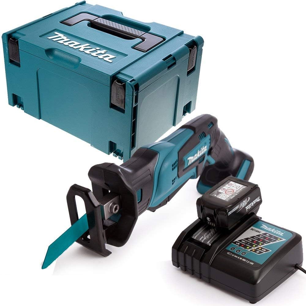 Makita DJR185Z 18V Mini Reciprocating Saw with 1 x 4Ah Battery, Charger