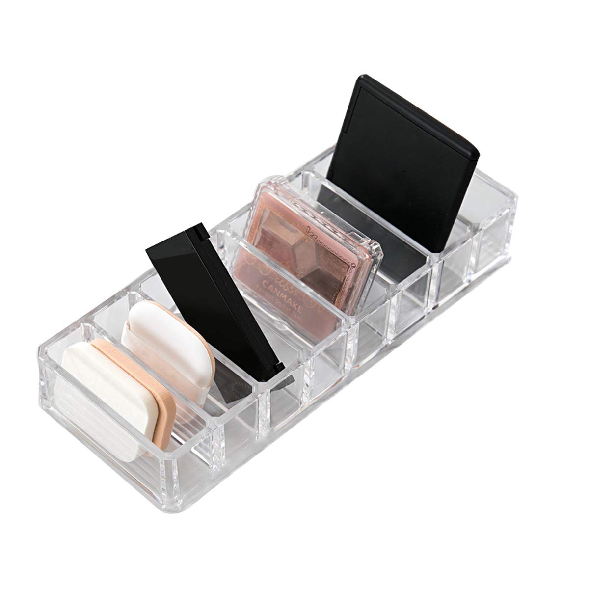 Acrylic Makeup Compact Powder Holder Blush Eyeshadow Lipstick Organizer, 8 Slots Makeup Display Storage Case