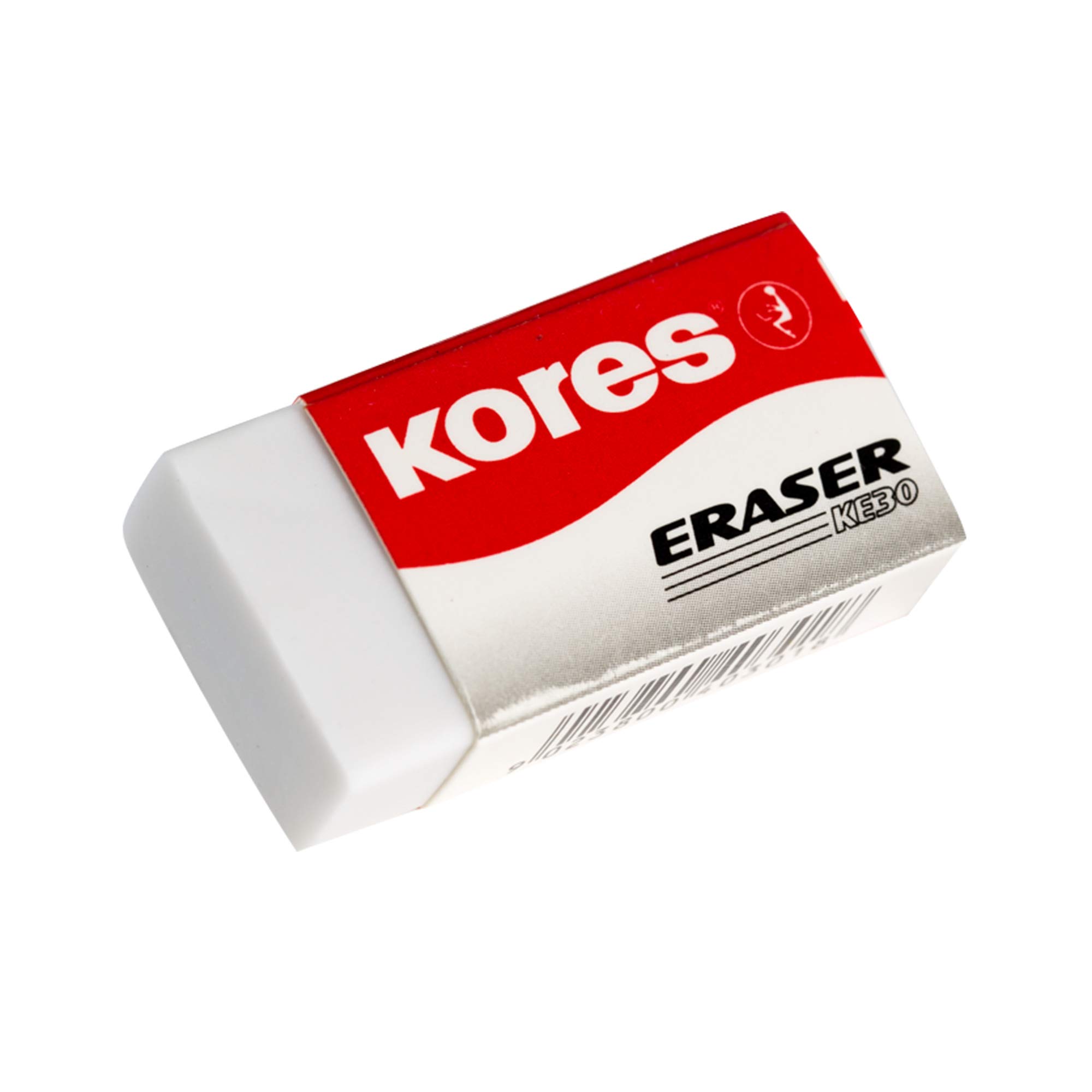 Kores - White PVC Rubber Erasers - KE-30 Pocket Size Block Shape Erasers with Paper Sleeve - 40 x 21 x 10mm - School Supplies, Back to School, Cute Stationary, Office Supplies - Pack of 30