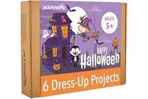 jackinthebox Halloween Crafts for Kids | Contains 6 Chunky Craft Projects | Great Halloween Costume for Kids | Incl. Halloween Cape, Pumpkin Pouch, Skeleton Glove, Bat Mask, Spider Hat & Recipe Only