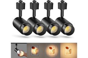 TuyuBEE Zoomable H Track Lighting Heads H Type Track Light Heads Dimmable LED Track Lighting Fixtures Ceiling Spot Light, H Style Track Heads for H Track Lighting Rails - Black CRI90 12W 4 Pack 3000K
