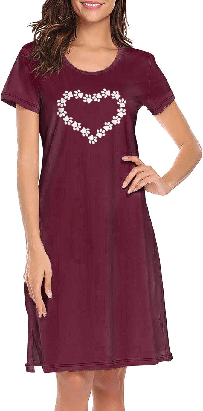 TIINTEXBA Funny Nightgowns for Women Save The Bees Cotton Short Sleeve Nightgown Sleepwear at