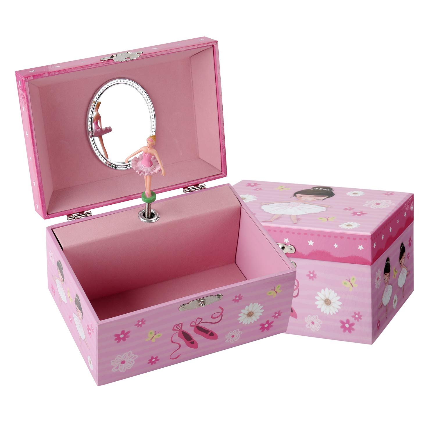 TAOPU Girls Musical Jewelry Box with Spinning Ballerina, Music Box for Jewel Storage,Ballerina Girls Gift Toys for Kids Ages 3-10
