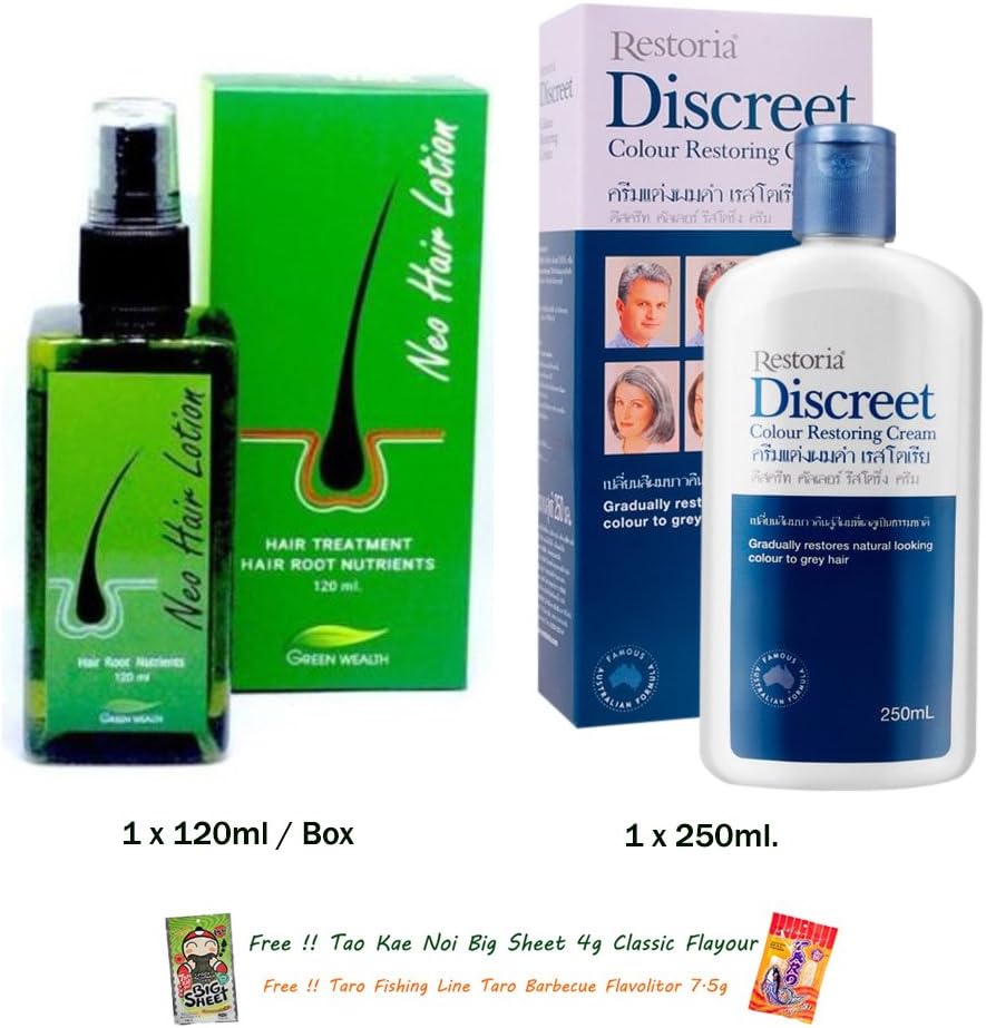 SET RESTORIA DISCREET CREAM AND LOTION 250 ML LOOK YOUNGER OVER 10 YEARS HAIR LOTION REGROWTH REGROW [GET FREE TOMATO FACIAL MASK]