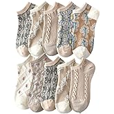 Womens Floral Socks Vintage Low Cut Ankle Socks for Women Cotton Casual Crew Socks Gifts for Women(4/5/6/7/8/10 Pairs)