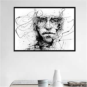 Enmarcado Línea en blanco y negro Pintura sobre lienzo Personajes