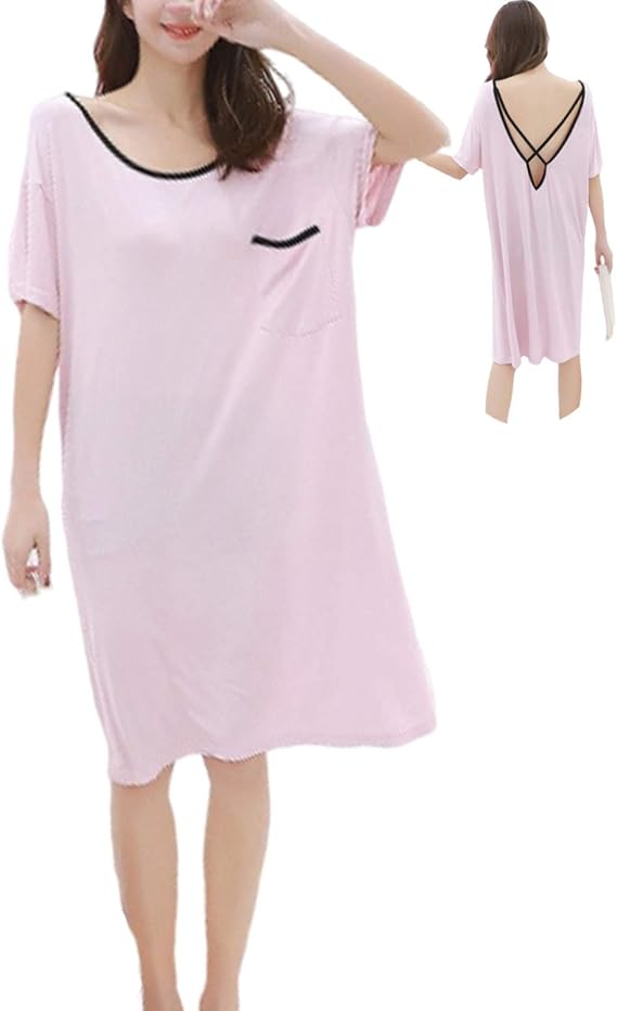 Amazon ミャオッティ 半袖 ゆったりワンピース ルームウェア 部屋着マキシワンピ ス おうち時間 ワンピパジャマ ネグリジェ パジャマ ルームワンピース パジャマ上下セット ロングパンツ 寝巻き ロングワンピース キャミロングワンピ ミモレワンピース ロング