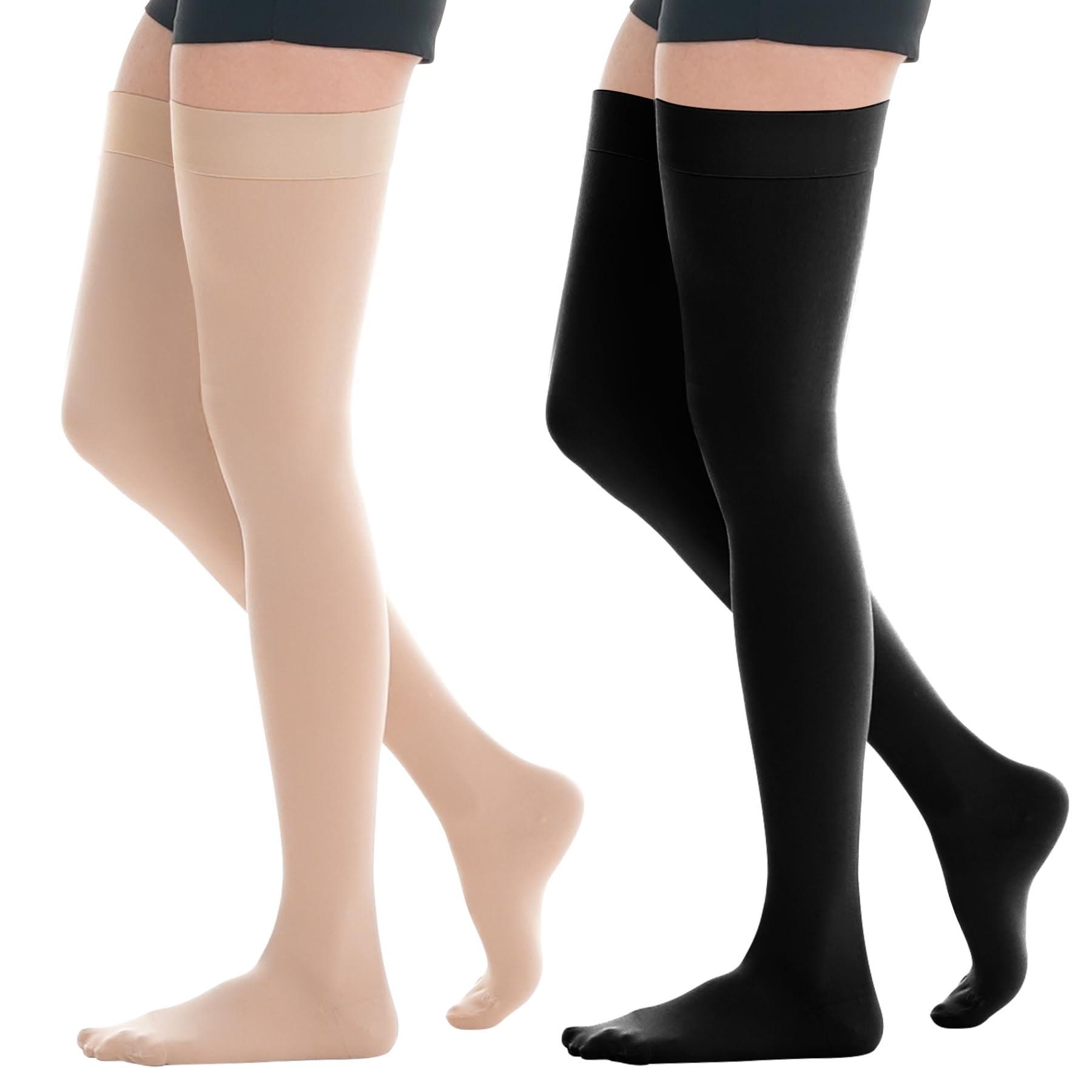 Photo 1 of 2 Pairs Compression Stockings, Thigh High 20-30mmHg Compression Stocking for Women & Men, Closed Toe Medical Compression Socks with Silicone Dot Band-Best Support for Pregnant Varicose Veins