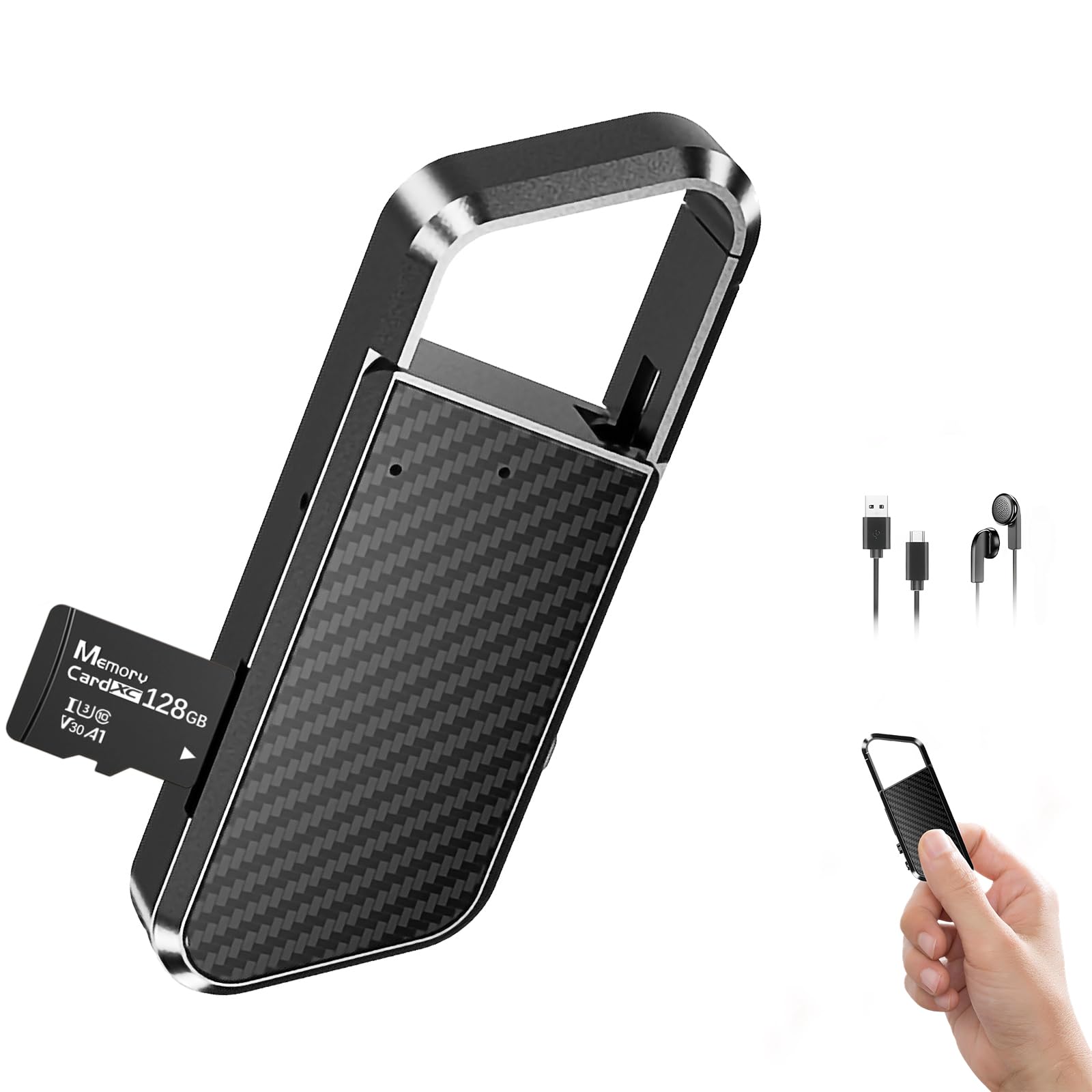 Photo 1 of NekSide Voice Recorder with Playback - 128GB Digital Audio Recorder, HD Noise Cancelling Recorder Device, 3200H Voice Activated Recording for Classe/Meeting/Course