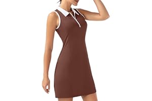 FKEEP Women's Golf Tennis Dress Sport Activewear Zipper V-Neck with Shorts and Pocket Workout Athletic