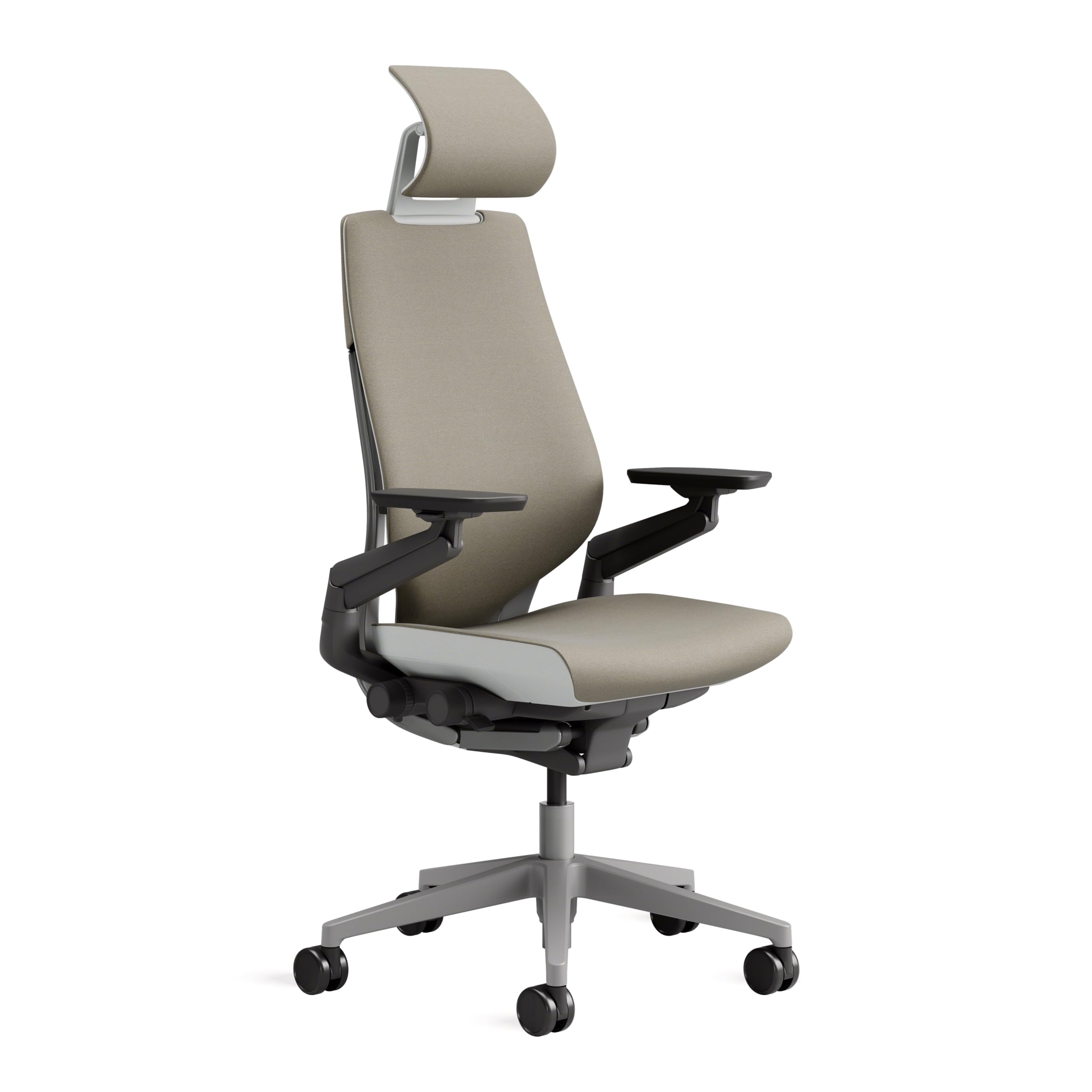 Steelcase Gesture Ergonomischer Bürostuhl mit 360° Armlehnen, 3D-Live Back Lumbalstütze, anpassbarer Kopfstütze Trüffel, 66 x 62.5 x 107