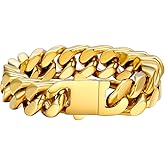 FaithHeart Cuban Link Bracelet for Men, Silver/Black/14K Gold Plated Stainless Steel Wrist Link Hip Hop Chain Bracelets, 5mm/7mm/9mm/12mm Width, 7.5"/8.3"/9" Length, with Gift Box