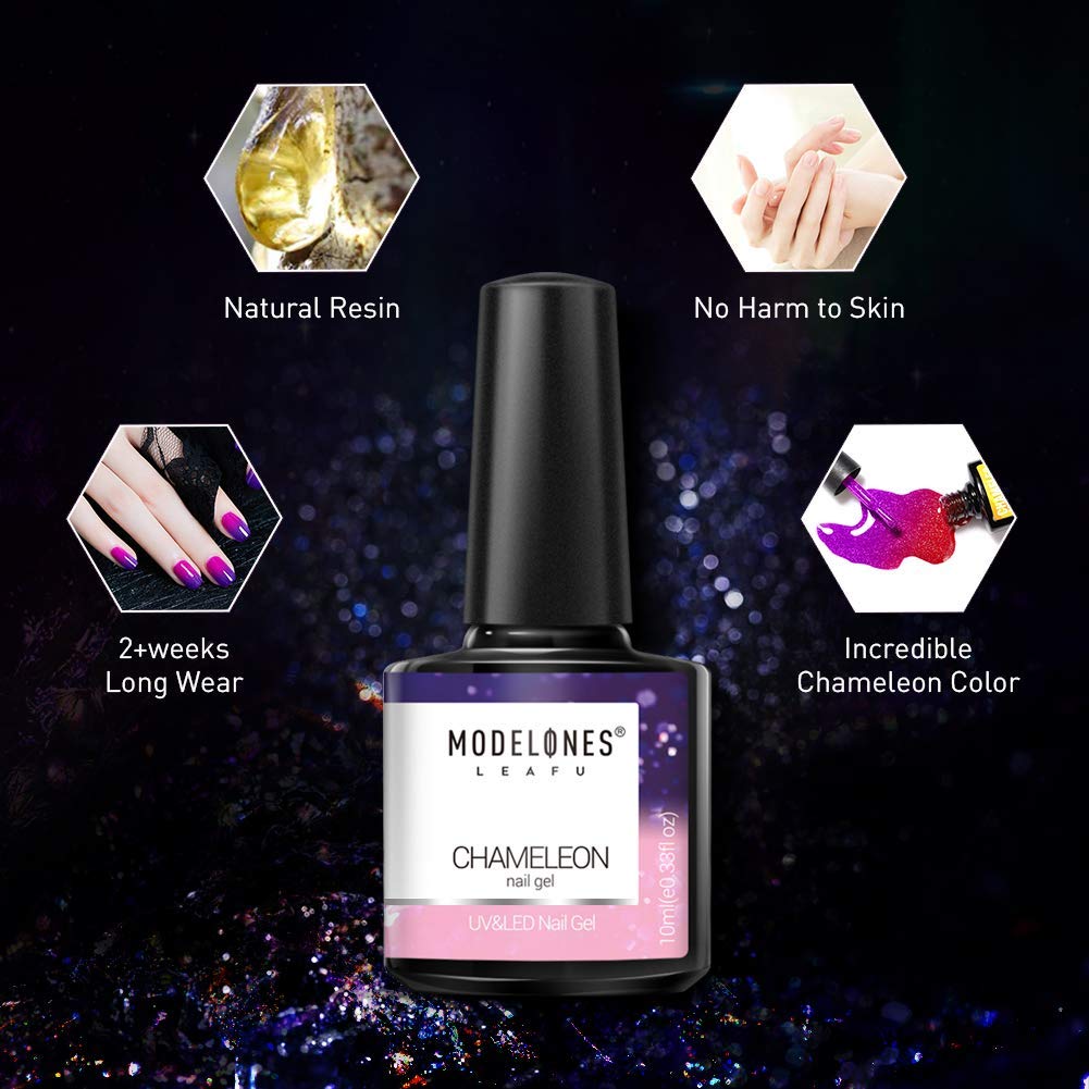 Modelones Mood Gel Nail Polish - Color Changing Gel Nail Polish Set- Red Glitter Gel Polish- Soak Off Gel Nail Polish Manicure- 6 Colors 0.33 OZ 10 ML with Gift Box for Nail Art DIY at Home : Beauty