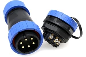 ZBLZGP TY28 6 Pin IP67 Circular Waterproof Connector 25A Screw-Crimp Solder-Free, Male Female Panel Mount Quick-Disconnect for Outdoor LED Lighting