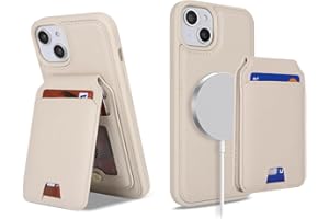 Ｈａｖａｙａ for iPhone 14 Case Magsafe Compatible iPhone 13 Case with Card Holder iPhone 14 case Wallet Detachable Magnetic Leather Phone Cover for Women-Off White