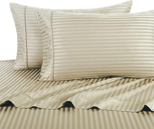Amazon Com Royal Hotel Stripe Tan Queen Size Sheets 4pc Bed