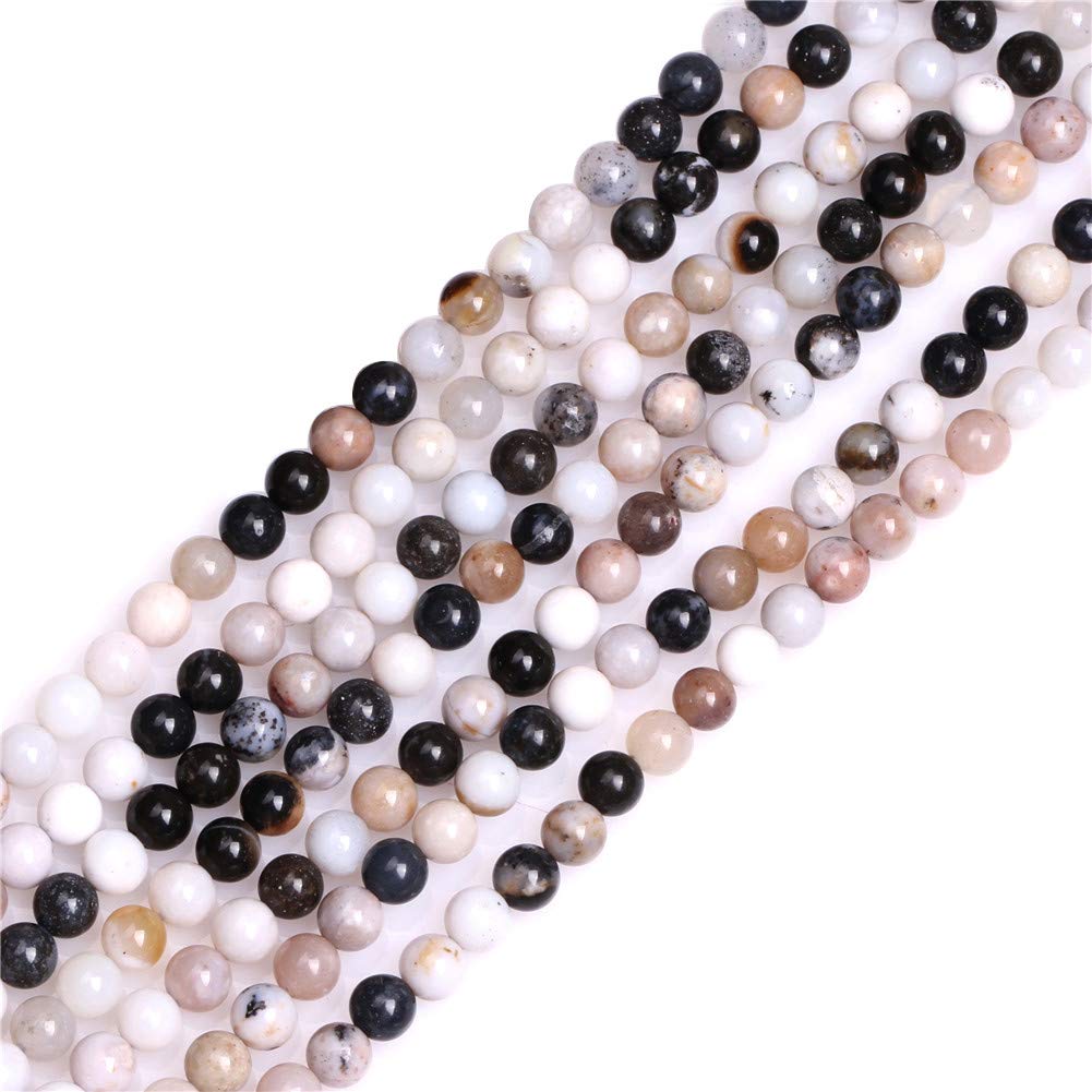 GEM-Inside Natural 4mm White Parral Dendritic Agate Round Gemstone Semi Precious Loose Beads for Jewellery Making 15''