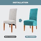 CMAKER Velvet Dining Chair Covers Stretch Slipcover Set of 4 Turquoise view 6