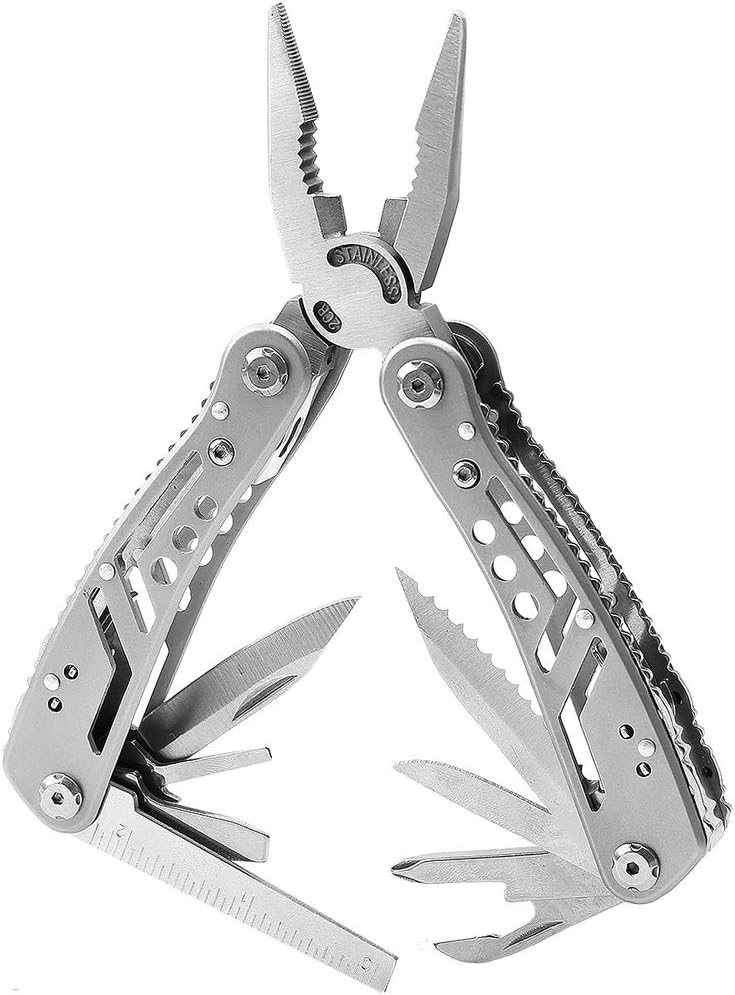 Poeland Multitool Pliers Set Stainless Steel Screwdriver Tool with 11 Screwdriver Bits Silver