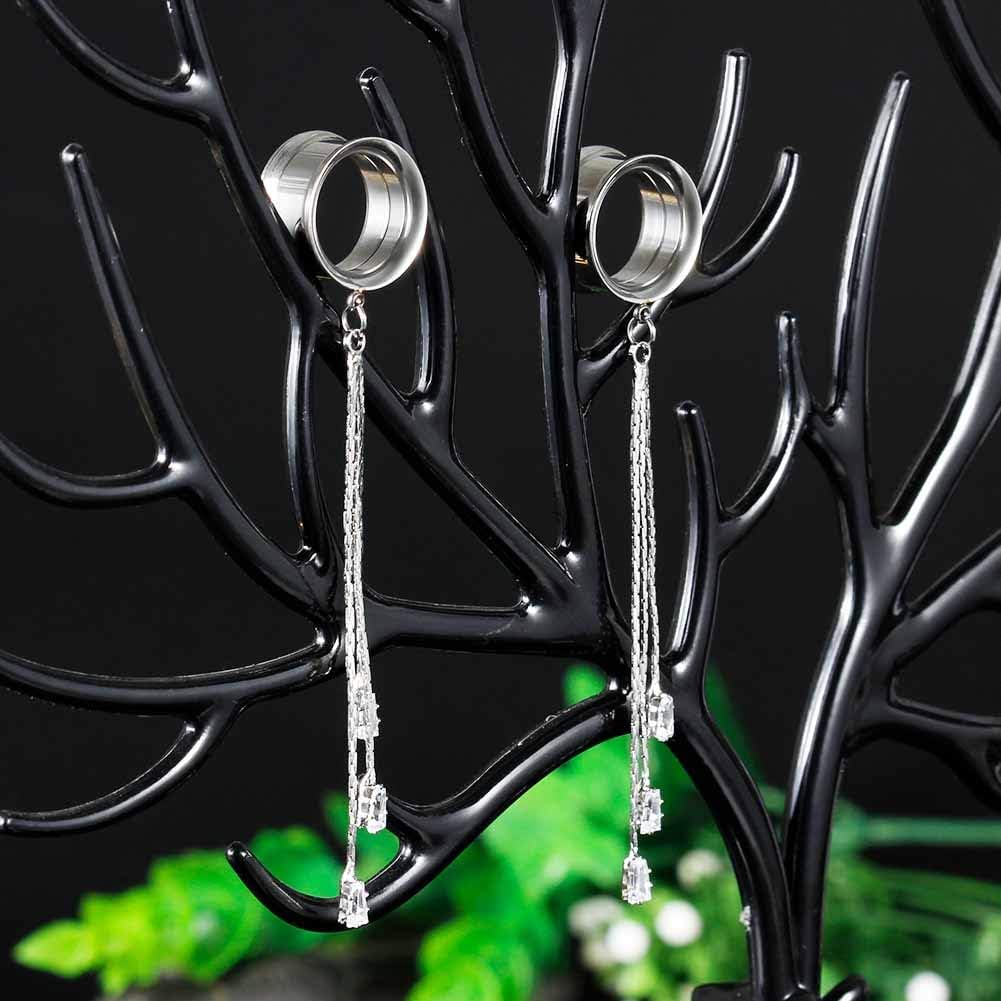 COOEAR Fashion Gauges for Ears Double Flared Tunnels Dangle Chain Expander Stretchers Earrings 6mm to 25mm - Image 5