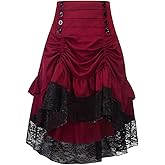 Sorrica Women's Steampunk Retro Gothic Vintage Ruffle High Low Gypsy Hippie Lace Party Skirt