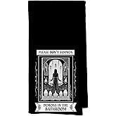Qabligo Goth Witchy Bathroom Decor Hand Towels, Goth Witchy Gifts for Women, Vintage Boho Gothic Witch Halloween Decorative Hand Towels for Bathroom, 16x24 Inch