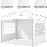 GliCraft 3 Pcs Large Church Window Sidewalls for 10x10 Canopy Frame, White | Canopy Side Walls with Window, No Frame, Waterproof UV Protection 400d Oxford Fabric, for Outdoor Party, Picnics &amp; Camping