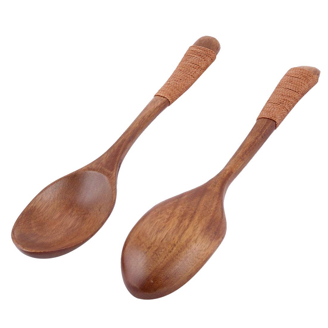 Sourcingmap Restaurant Kitchen Tableware Porrige Soup Wooden Scoop Spoon 2pcs Brown