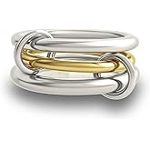 Bopiu Gold Stackable Rings for Women Non Tarnish, 18k Gold Plated Cubic Zirconia Rings, Silver Gold Multi Ring Mixed Metals Stack Rings Set