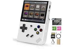 DAXCEIRRY RG35XX Plus Retro Handheld Game Console 3.5 inch IPS Screen 3300mAh Battery Linux Players Built-in 64G Card 5515 Classic Games (RG35XX Plus White)