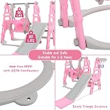 FUKEA 4-in-1 Baby Swing Slide Set Pink with Basketball Hoop 66lb Cap view 6