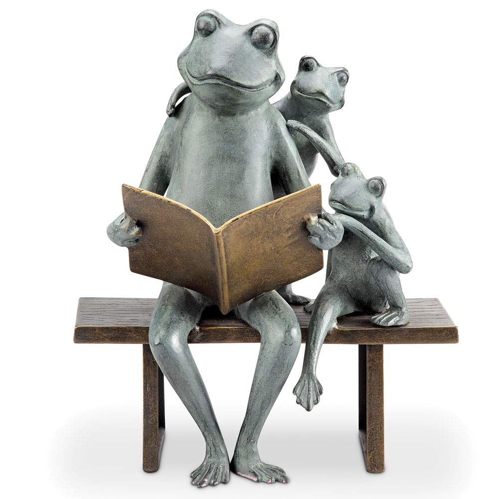 Reading Frog Family Garden Sculpture