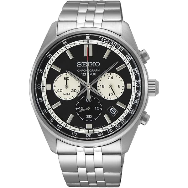 SEIKO Relógio masculino cronógrafo de quartzo com mostrador azul