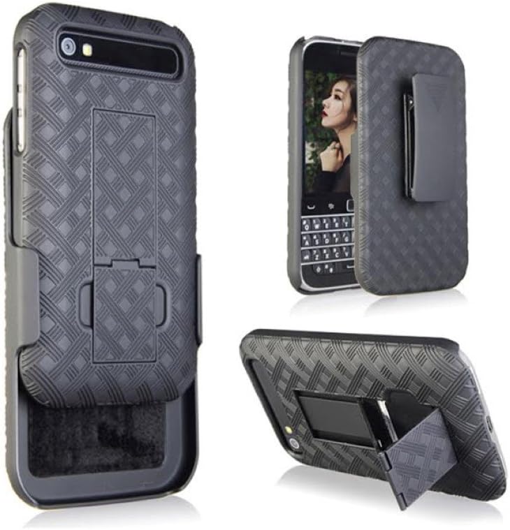 BlackBerry Classic Q20 Shell Holster Combo Slim Case with Kickstand & Swivel Belt Clip for BlackBerry Classic Q20 + Free Mini Stylus WilliCase