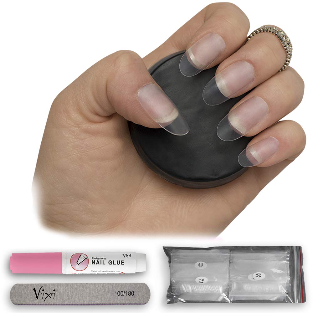 100 Pieces Long Clear Oval Nails 10 Sizes Suitable For Salon Use Diy Nail Art Free Glue Small Prep File Amazon In Beauty
