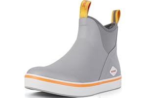 Showave Men's Deck Boots Waterproof Ankle Rubber Rain Boots Non-slip Boat Booties for Sailing Fishing and Outdoors