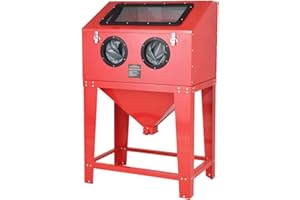 OARLIKE 90 Gallon Sandblaster Cabinet with LED Tube Glass Viewing Windows,Floor Abrasive Blast Cabinet by Lasting Gun kit,Abrasive Media Blasting for Rust Grime Paint Removing