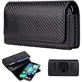 Dual Horizontal Belt Clip Holster 2 Cell Phone Pouch Case Holder for iPhone 15 Pro Max, 16 Pro Max, 14 Plus, 13 Pro Max Galaxy S25 Ultra S24 FE S23 Ultra S21+ A16 A35 A15 A54 Pixel 8 Pro 7 OnePlus 12