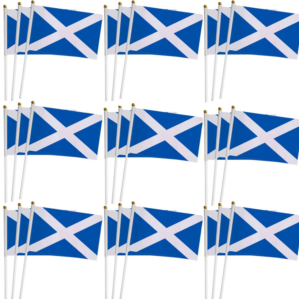 50 Pieces Small Scotland Stick Flag Hand Held Bunting St Andrews Day Scottish Supporter Sports Waving Flag Football Fans Festival Celebration Party Parades 14x21cm Saint Andrew's Cross