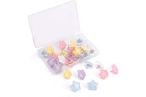 30pcs Star-Shaped Thumbtacks, 5 Colors Star Push Pins for Bulletin Board Cute Thumb Tacks Decorative Studs for Office Decor H