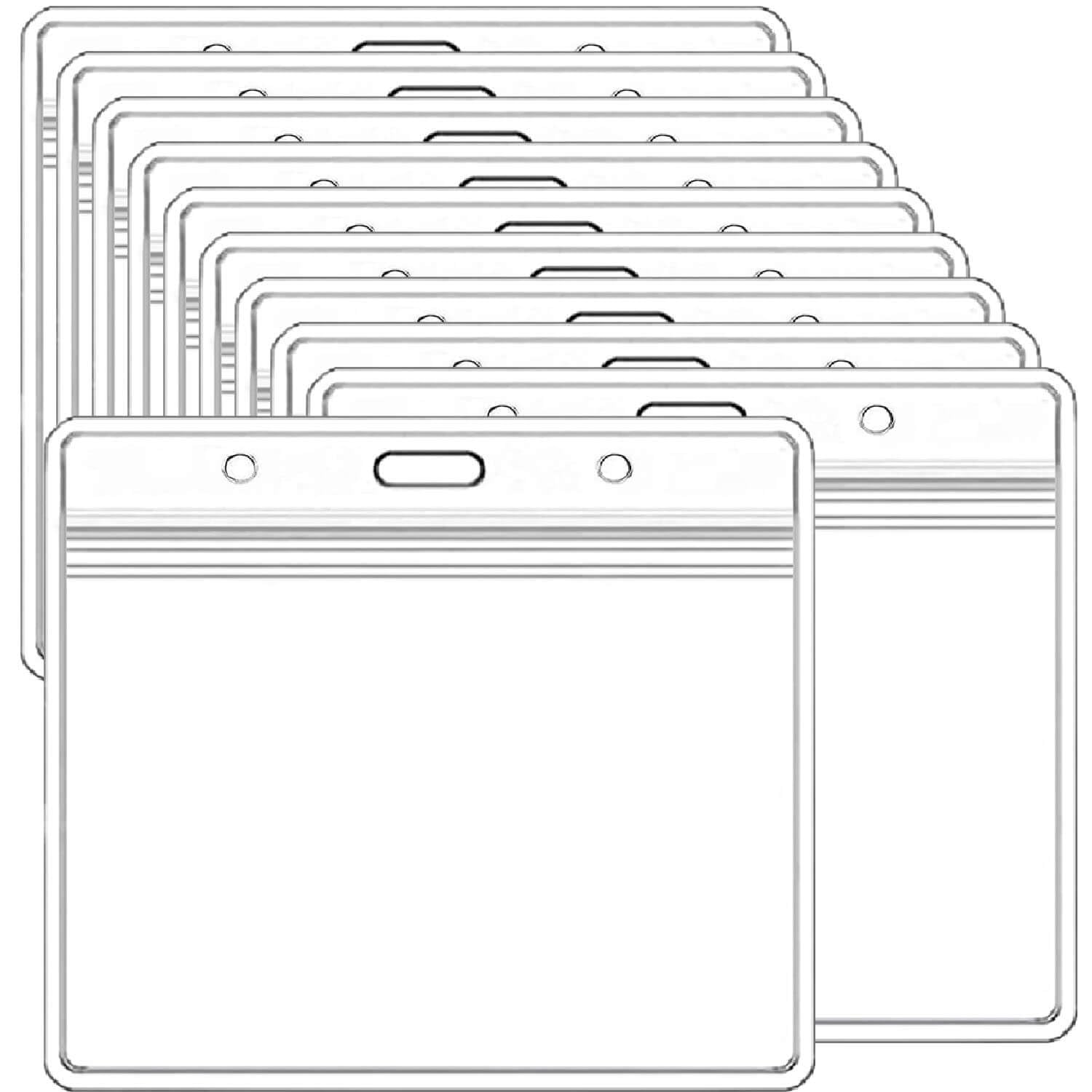 Photo 1 of 10 Pack Badge Holder ID Card Holder,Waterproof Name Badge Holders, Clear Horizontal Card Badge Holder (4.9x3.5 Inch)