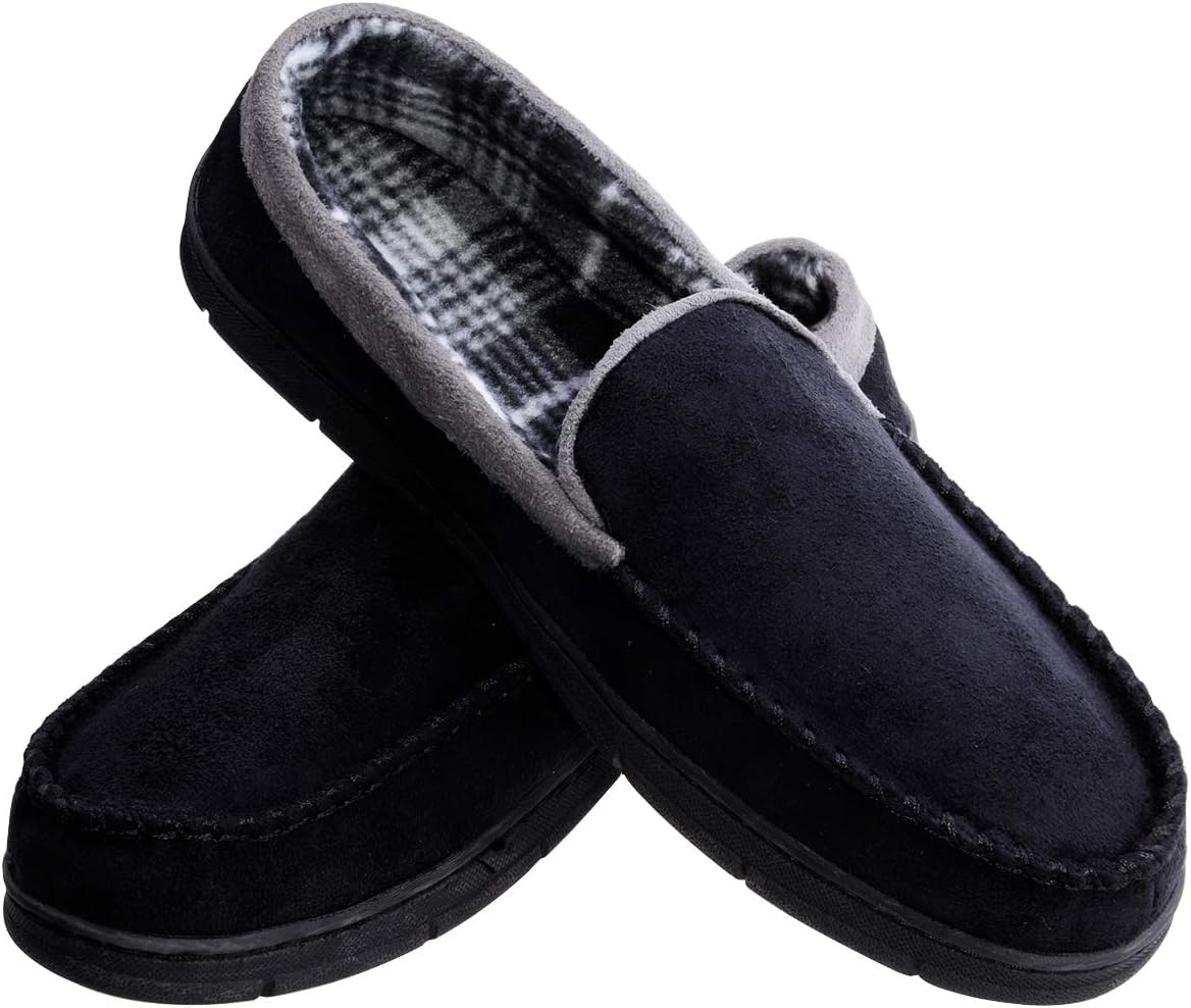 Mens Moccasin Slippers Indoor Outdoor Loafer Shoes