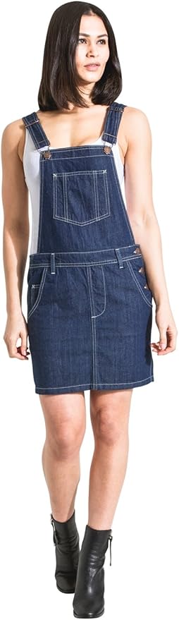 dark denim overall dress