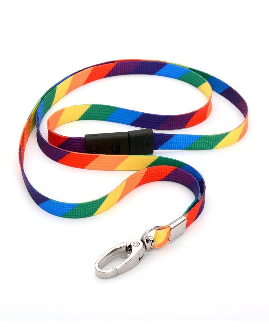 CKB LTD 10x Breakaway RAINBOW Striped Premium Safety Lanyard Neck Strap Swivel Metal Clip For ID Card Holder Bright Fun Funky Novelty Cool Lanyards Mixed Multicoloured - Pull Quick Release Design