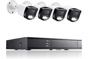 EZFIX 4K PoE NVR Security Camera System Outdoor, 4pcs Wired 5MP PoE IP Cameras with Person Vehicle Detection, 4K 8CH POE NVR, Color Night Vision, 24/7 Home Surveillance