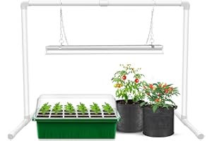 Wolezek Grow Lights for Seed Starting with Stand, 2ft T5 144 LEDs Full Spectrum Seedling Grow Light for Indoor Plants, 32W High Output Seed Starter Light Kit, Height Adjustable, ON-Off Switch