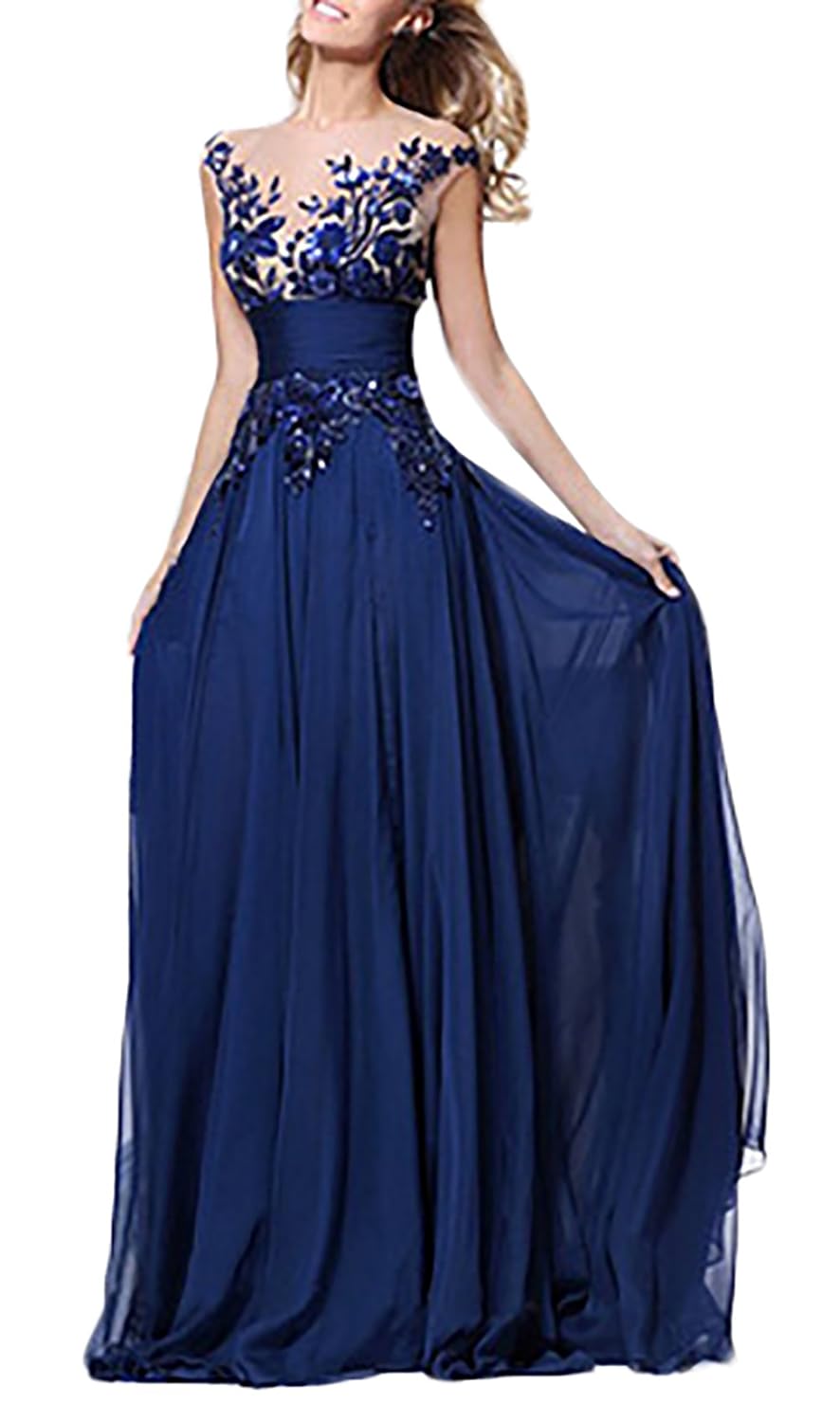 Battercake Damen Abendkleider Lang Elegant Fashion Vintage mit Spitze