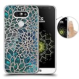 LG G5 Case, Blue-green gem floral design, LAACO Scratch Resistant TPU Gel Rubber Soft Skin Silicone Protective Case Cover for LG G5