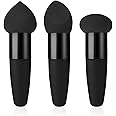 Sibba Makeup Sponge 3 PCS Beauty Blender Foundation Make Up Concealer Blending Cosmetic Mini Angled Brush Applicator Handle Artist Applying Make-Up Eyebrow Face Powder Puff(black)
